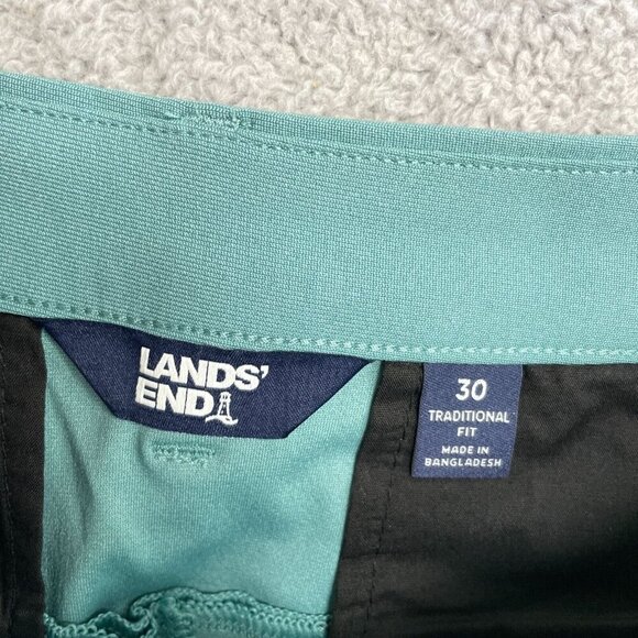 NEW Lands' End Men's 30 Traditional Fit Teal Bermuda Performance Shorts - Picture 4 of 6